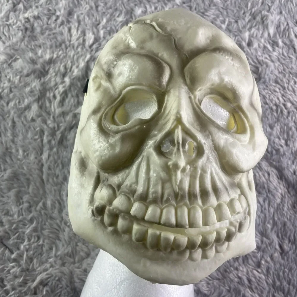 Vintage Halloween Skull Mask White One Size Costume Cosplay Horror Creepy Scare